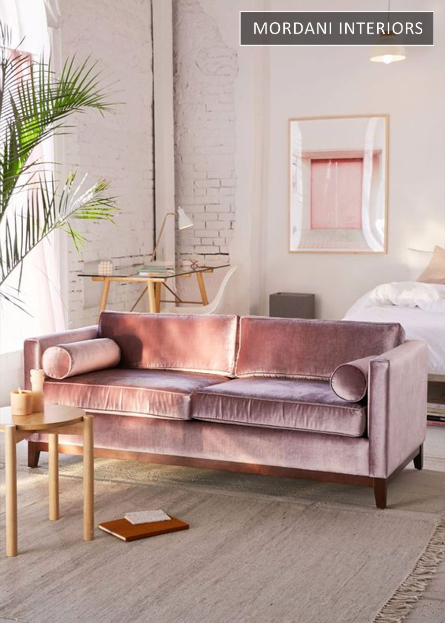 Nude Metallic Pink Velvet Upholstery Fabric